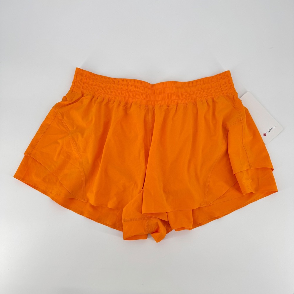 Lululemon Shake It Out High-Rise Run Short 2.5 Citrus Sizzle Orange XL LW7DENS
